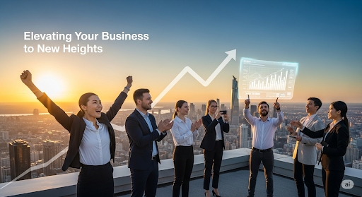 A team of business professionals collaborating
