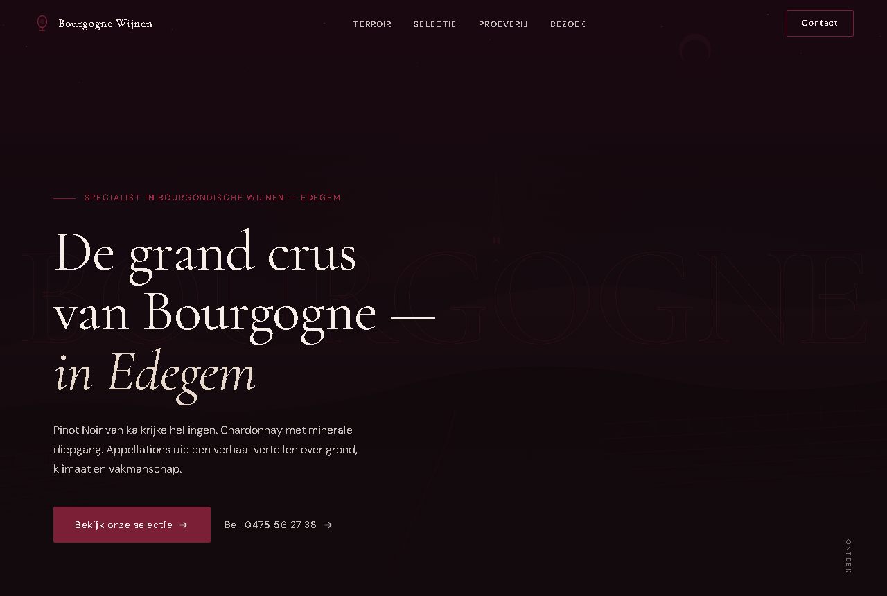 Concept webshop for Bourgogne Wijnen, wine merchant